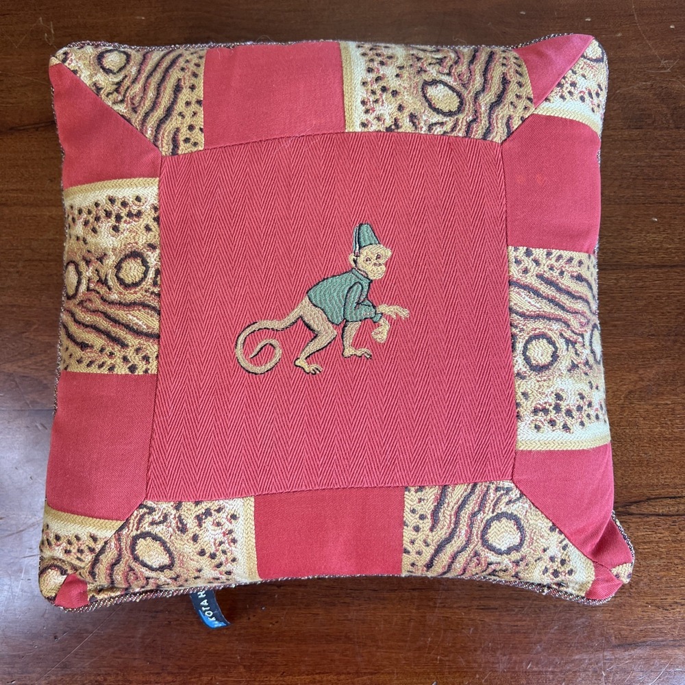 Dakotah Embroidered Monkey Throw Pillow‎ Safari Jungle Boho Decor